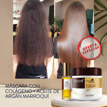 COMBO DE MÁSCARA DE CABELLO CON COLÁGENO Y ACEITE DE ARGÁN MARROQUÍ PARA CURACIÓN DEL CABELLO - KARSEELL